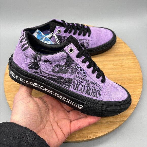 Vans X One Piece Shoes Mens 4.5 Womens 6 Nico Robin Purple Black Sneaker Anime - Picture 1 of 11